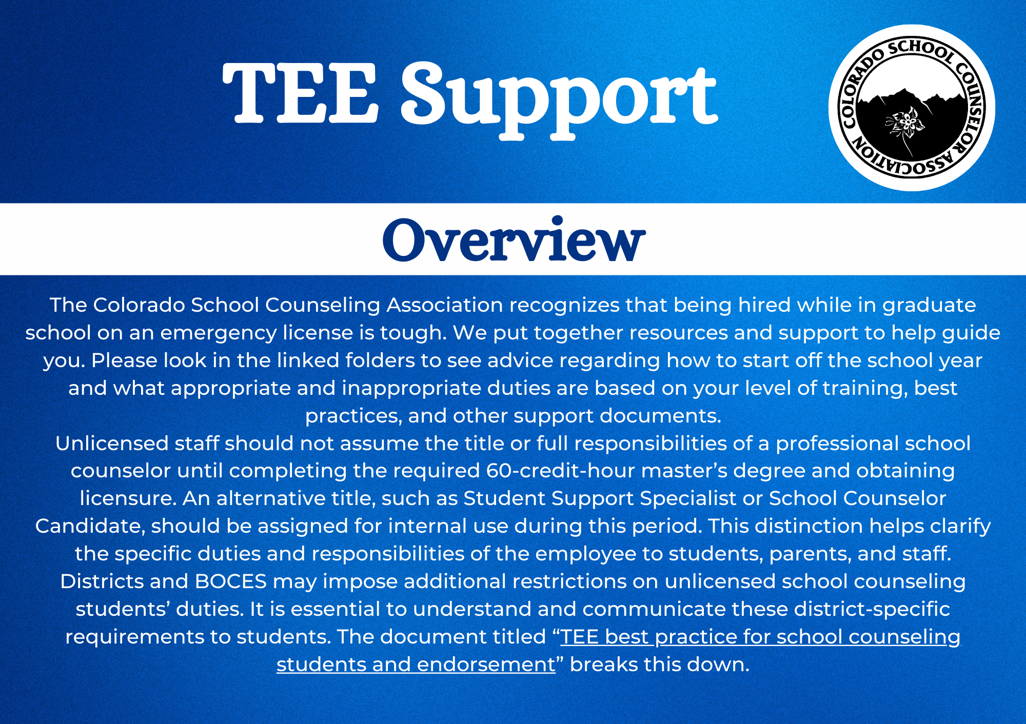 TEE support information